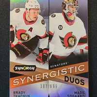 2022-23 Synergy Synergistic Duos #SD-13 Brady Thachuk, Mads Sogaard Ottawa Senators 387/699