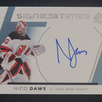 2022-23 SP Authentic Sign of the Times Auto #SOTT-ND Nico Daws New Jersey Devils