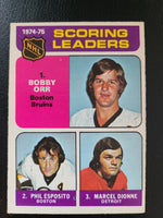 
              1975-76 OPC #210 Scoring Leaders: Bobby Orr, Phil Esposito, Marcel Dionne *See Photos for Condition
            