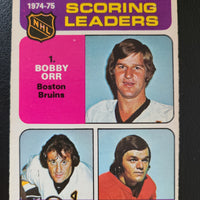 1975-76 OPC #210 Scoring Leaders: Bobby Orr, Phil Esposito, Marcel Dionne *See Photos for Condition