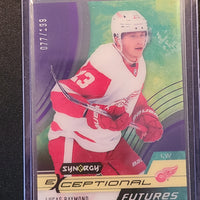 2021-22 Synergy Exceptional Futures Purple #EF-LR Lucas Raymond Detroit Red Wings 77/199