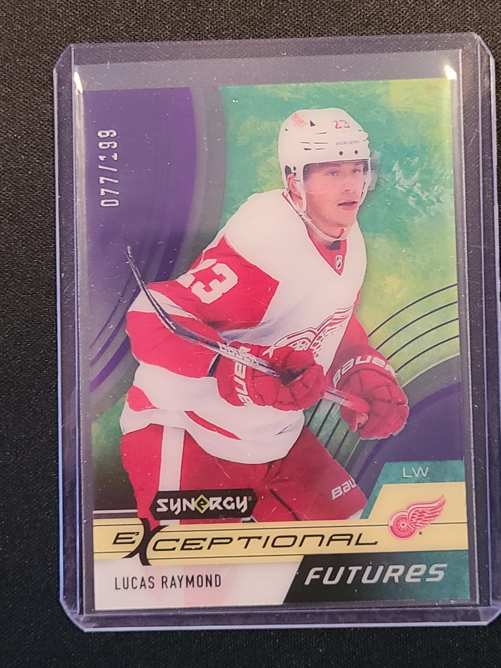 2021-22 Synergy Exceptional Futures Purple #EF-LR Lucas Raymond Detroit Red Wings 77/199