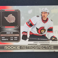 2023-24 Upper Deck Series 1 Rookie Retrospective Inserts (List)