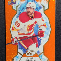 2021-22 ICE Orange Parallel #63 Elias Lindholm Calgary Flames