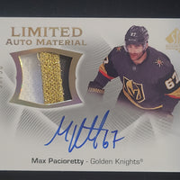 2021-22 SP Authentic Limited Auto Material #LAM-MP Max Pacioretty Vegas Golden Knights 6/50