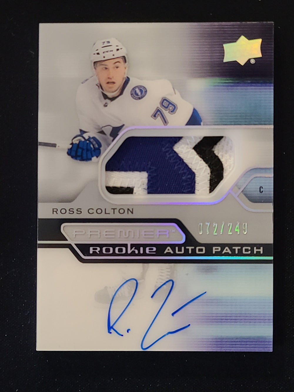 2021-22 Premier Rookie Auto Patch #AR-RC Ross Colton Tampa Bay Lightning 72/249