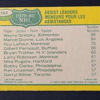 1980-81 OPC #162 Assist Leaders Wayne Gretzky / Marcel Dionne / Guy Lafleur *See Photos for Condition