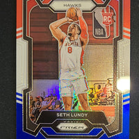 2023-24 Panini Prizm Basketball Red White Blue Parallel #138 Seth Lundy RC