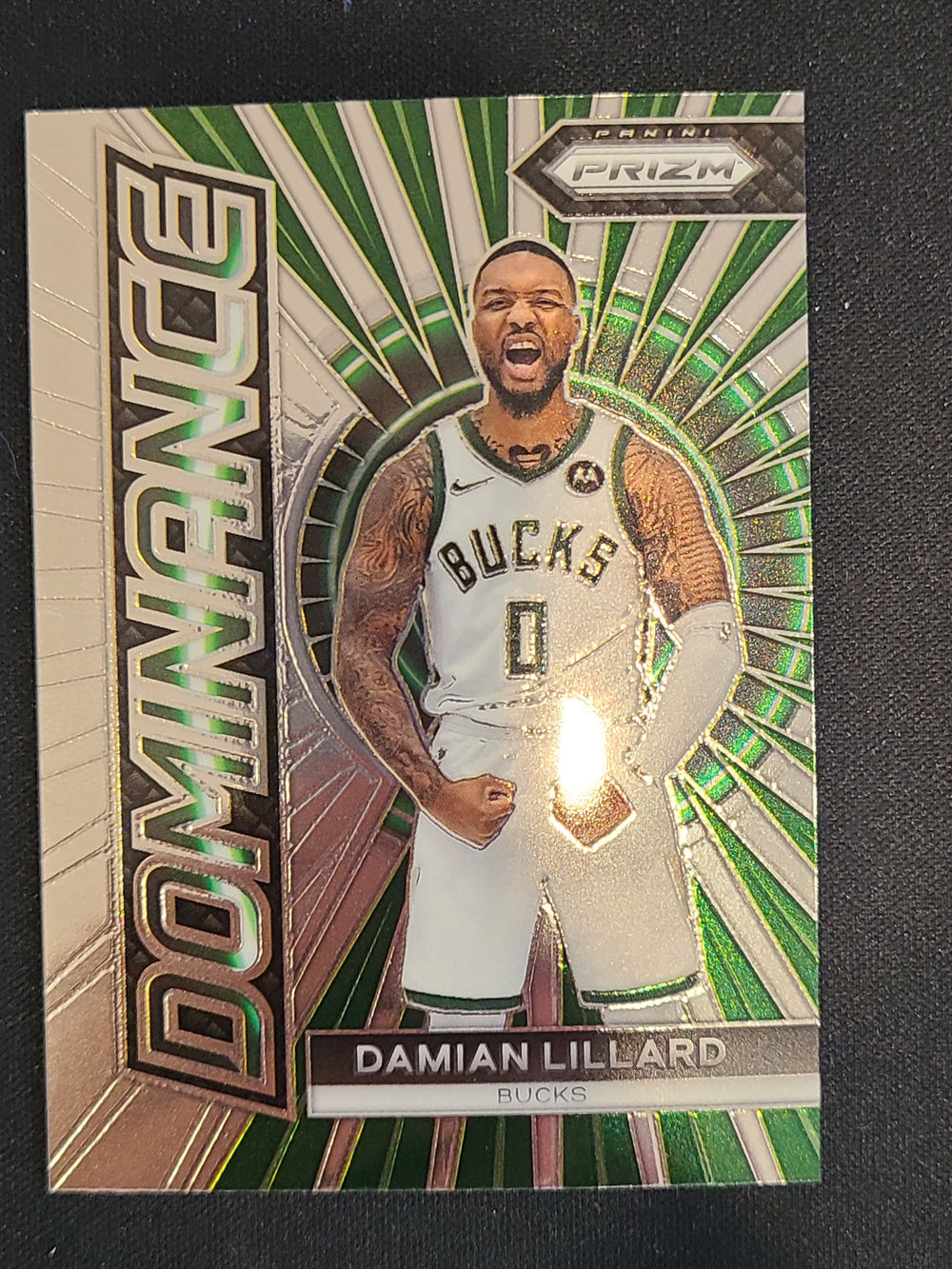 2023-24 Panini Prizm Basketball Dominance Silver #4 Damian Lillard Milwaukee Bucks