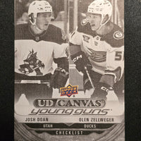 2024-25 Upper Deck Young Guns Canvas Black/White #C-120 Checklist Josh Doan/Olen Zellweger