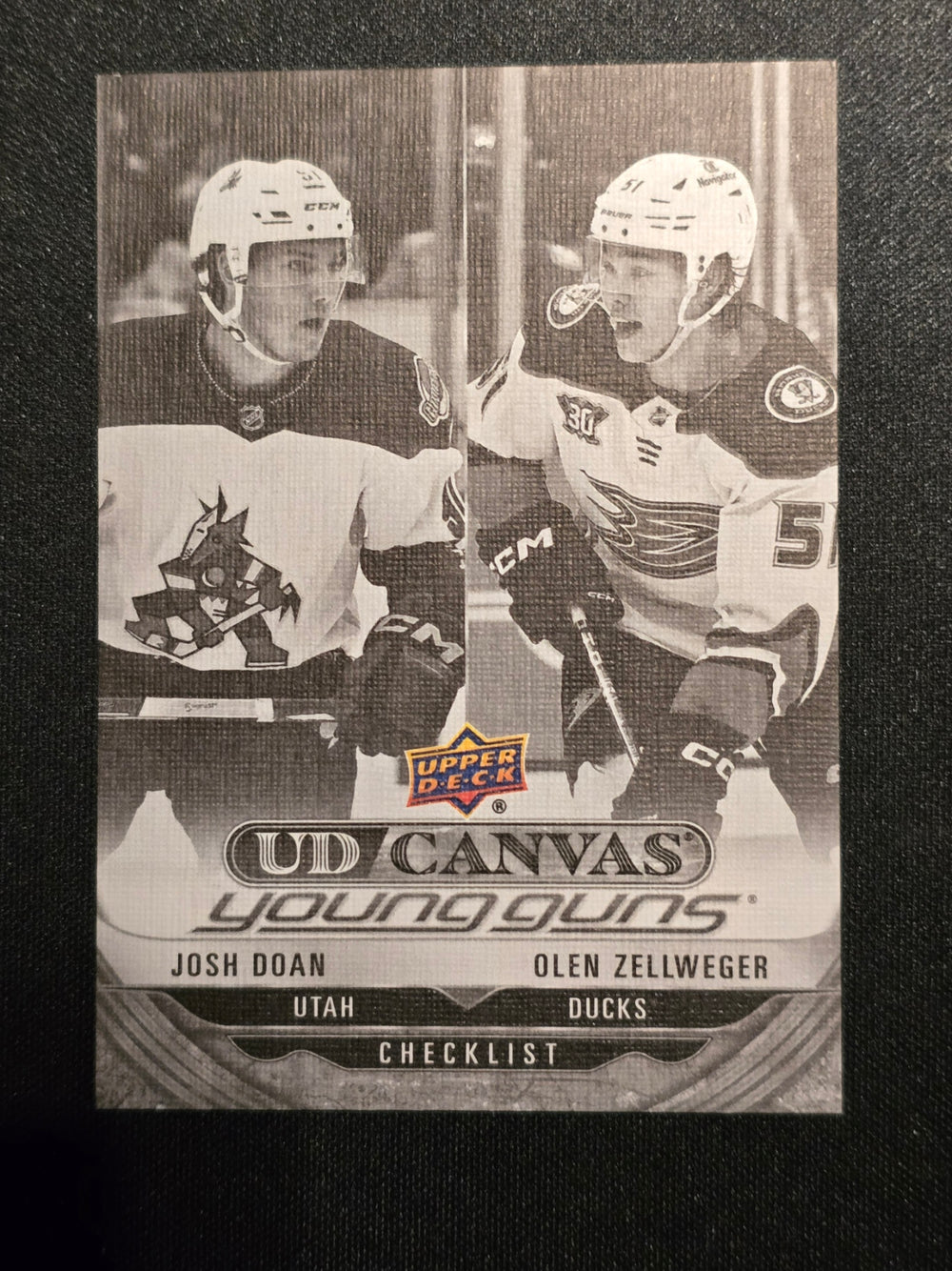 2024-25 Upper Deck Young Guns Canvas Black/White #C-120 Checklist Josh Doan/Olen Zellweger