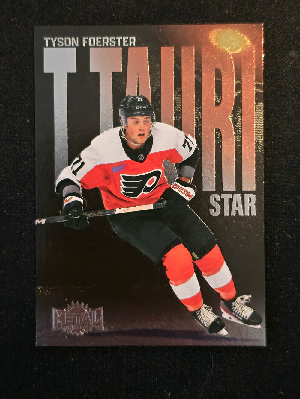 2023-24 Skybox Metal Universe T Tauri Star #TTP-16 Tyson Foerster Philadelphia Flyers