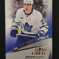 2023-24 SP Game Used Rookie Debut R-16 Matthew Knies Toronto Maple Leafs 407/499