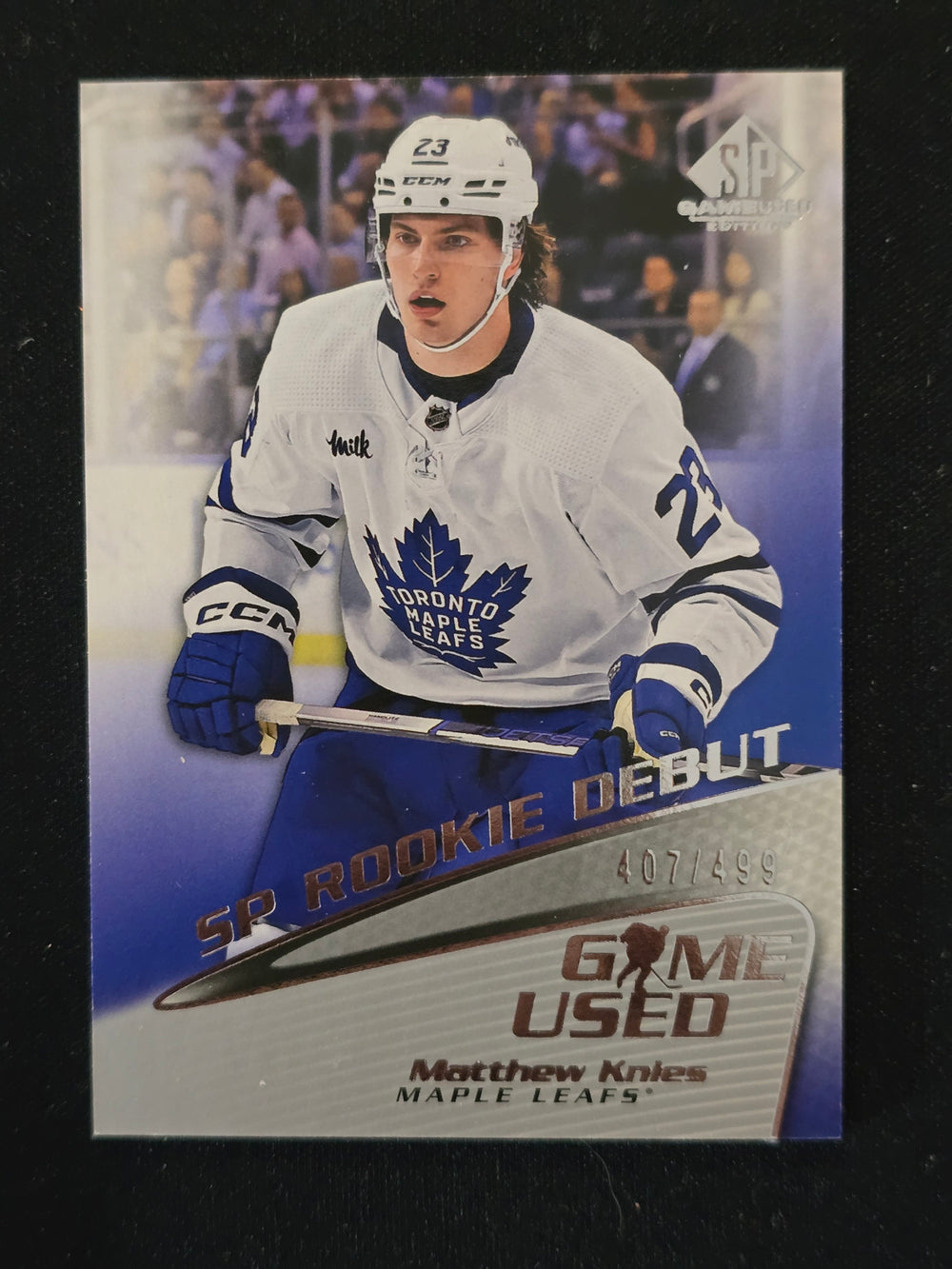 2023-24 SP Game Used Rookie Debut R-16 Matthew Knies Toronto Maple Leafs 407/499