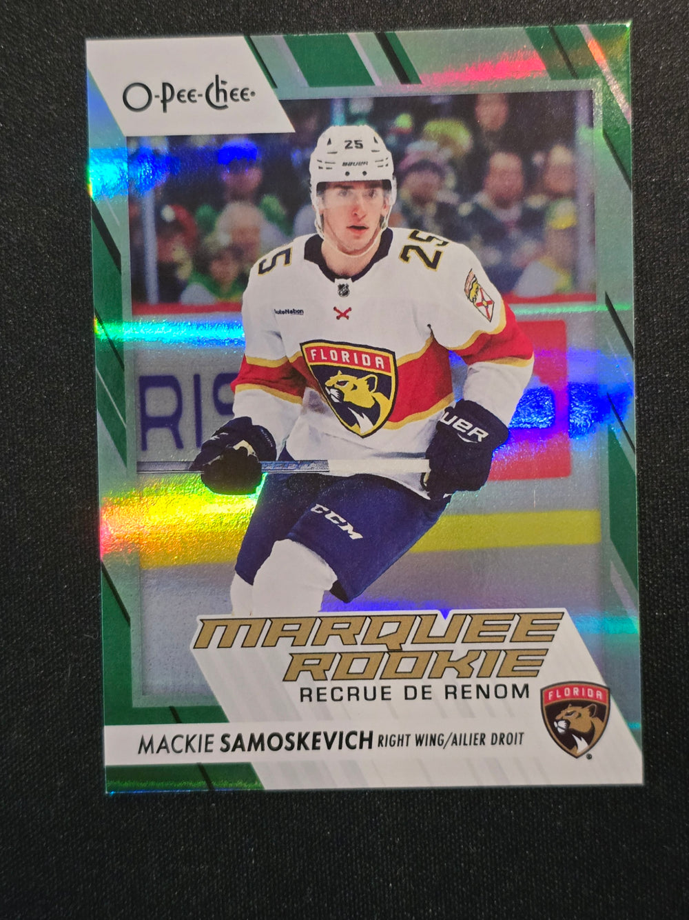 2023-24 OPC Marquee Rookies Green Rainbow Foil #592 Mackie Samoskevich Florida Panthers 14/33