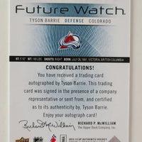 2012-13 SP Authentic Future Watch Auto #215 Tyson Barrie Colorado Avalanche 799/999