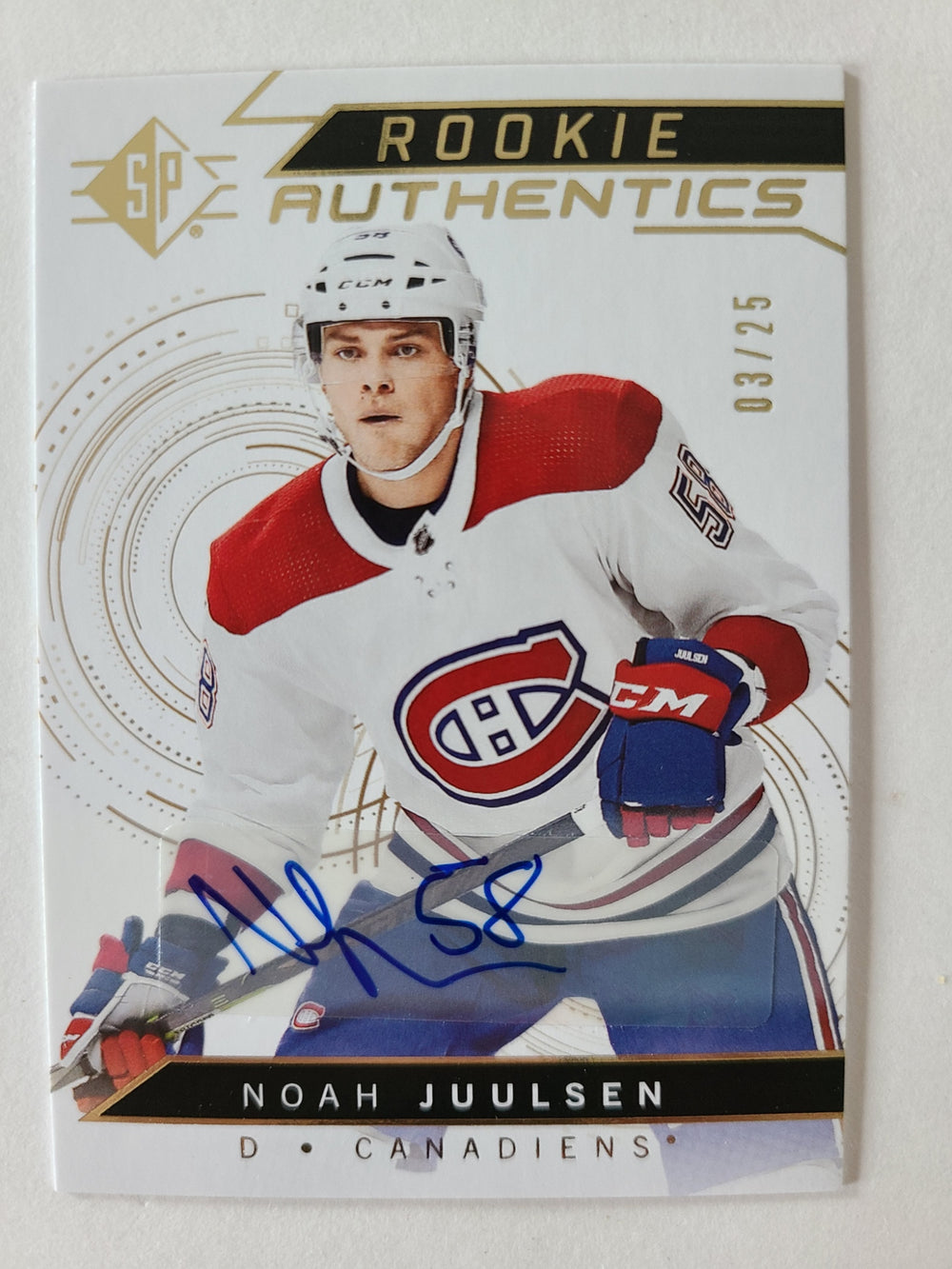 2018-19 SP Retail Rookie Authentics AUTO #136 Noah Juulsen Montreal Canadiens 3/25