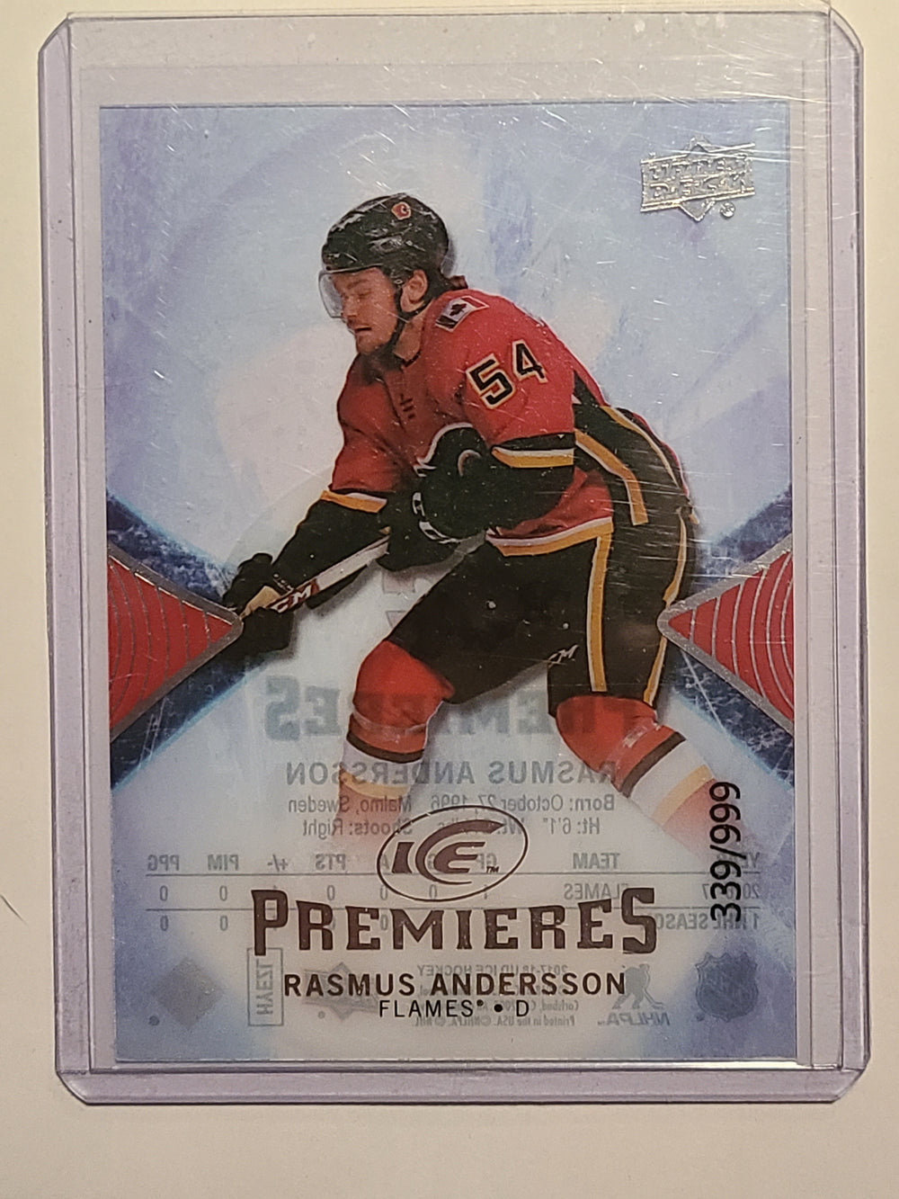 2017-18 Ice Premieres #140 Rasmus Andersson Calgary Flames 339/999