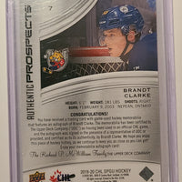 2019-20 SP Game Used CHL Authentic Prospects Patch Auto #7 Brandt Clarke 70/90