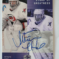 1999-00 Upper Deck Wayne Gretzky Hockey Signs of Greatness Auto AI Arturs Irbe *see note re: condition