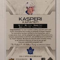 2016-17 SPX Rookie Auto Patch #P-KK Kasperi Kapanen Toronto Maple Leafs 66/99