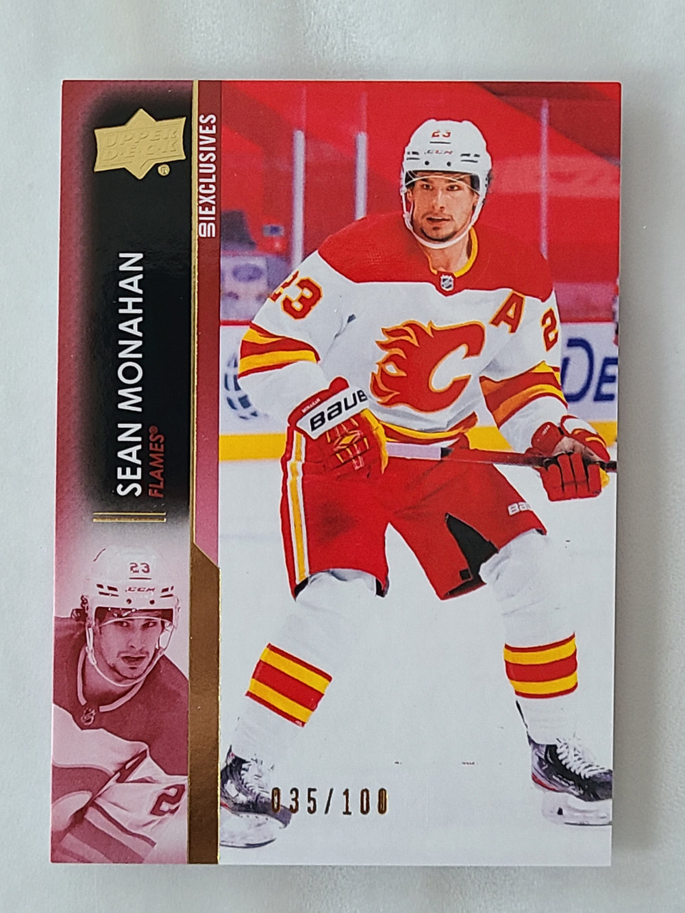 2021-22 Upper Deck Exclusives #30 Sean Monahan Calgary Flames 35/100