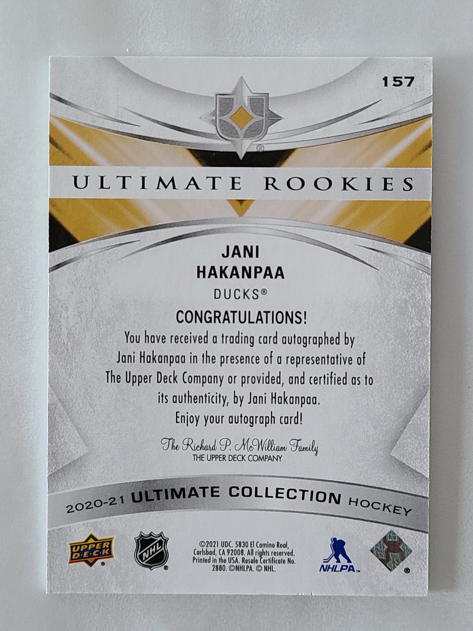 2020-21 SP Game Used Authentic Rookies Jersey #166 Jani Hakanpaa