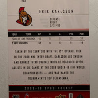 2009-10 SP Game Used Authentic Rookies #165 Erik Karlsson Ottawa Senators 184/699