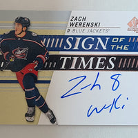 2020-21 SP Authentic Sign of the Times Auto #SOTT-ZW Zach Werenski Columbus Blue Jackets