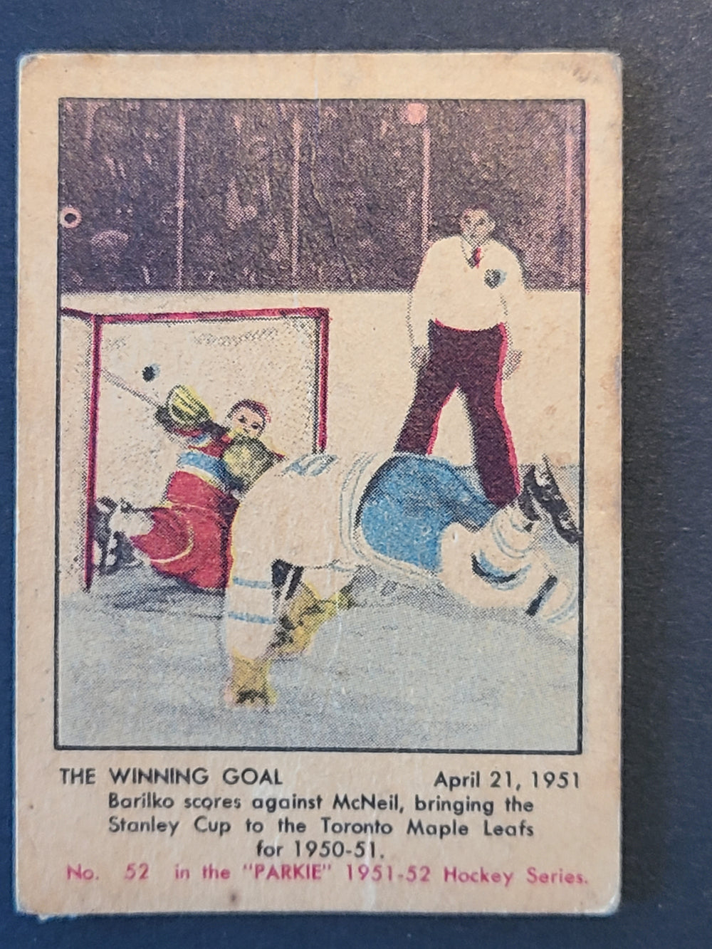 1951-52 Parkhurst Parkies Mini Original Print #52 The Winning Goal - Toronto Wins the Cup