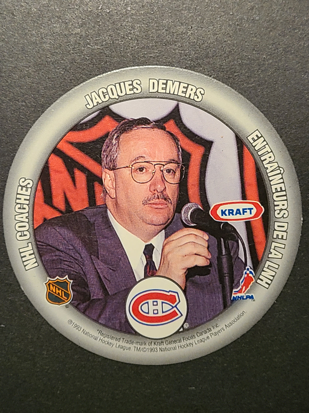 1993-94 Kraft Hockey Card/Disk Jacques Demers