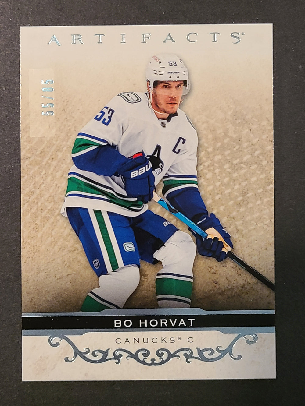 2021-22 Artifacts Light Blue Steel Parallel #1 Bo Horvat Vancouver Canucks 55/85