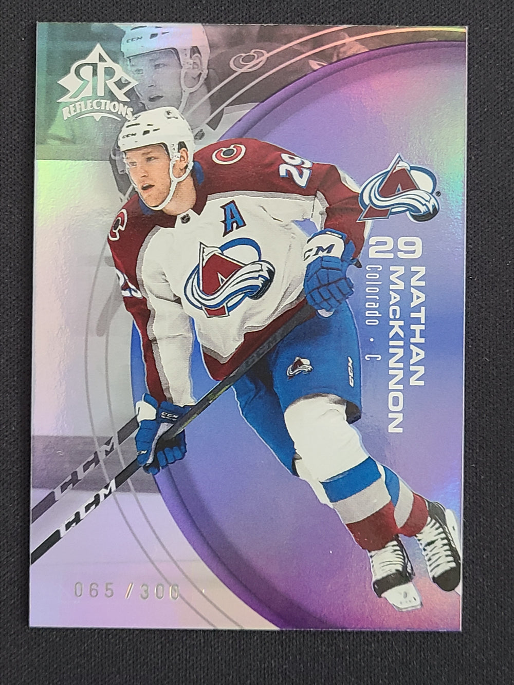 2021-22 Upper Deck Extended Reflections Triple Dimensions Amethyst Parallel #9 Nathan MacKinnon 65/300