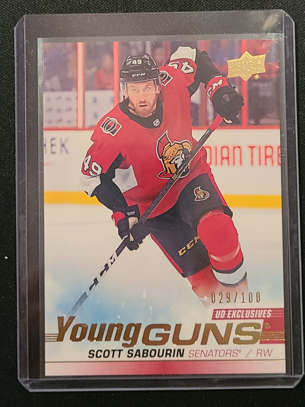 2019-20 Upper Deck Young Guns Exclusives #220 Scott Sabourin Ottawa Senators 29/100