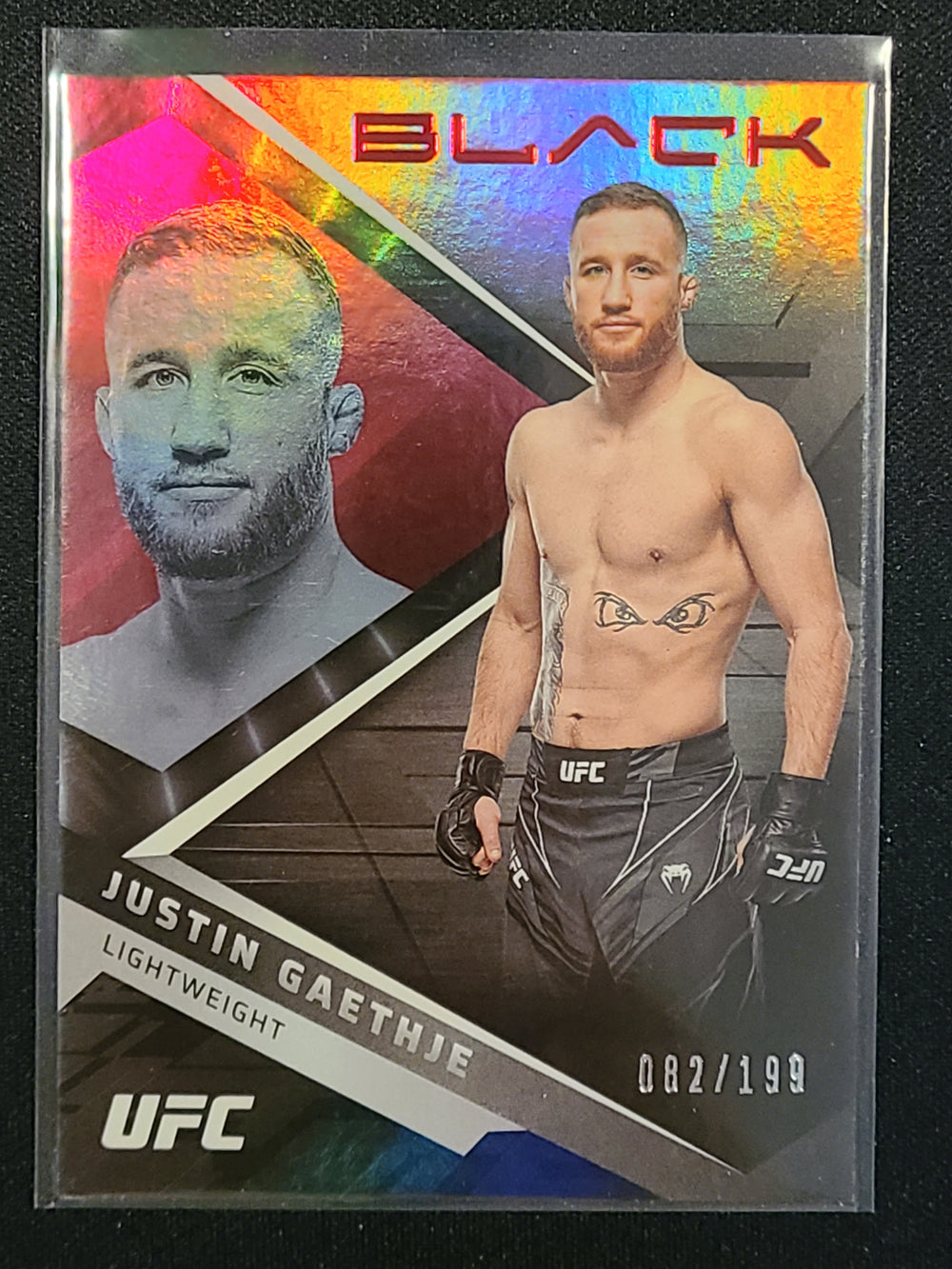 2022 UFC Panini Chronicles Black Red Parallel #201 Justin Gaethje 82/199