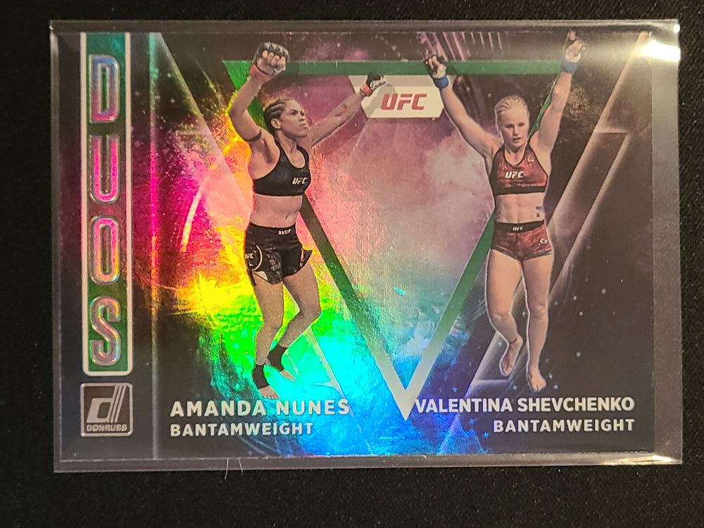 2022 UFC Donruss Duos Green Parallel #3 Amanda Nunes & Valentina Shevchenko