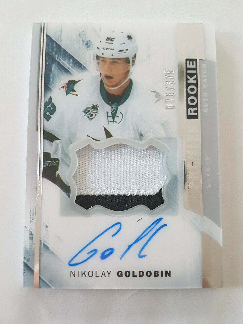 2015-16 Premier Rookie Auto Patch #86 Nikolay Goldobin San Jose Sharks 76/375