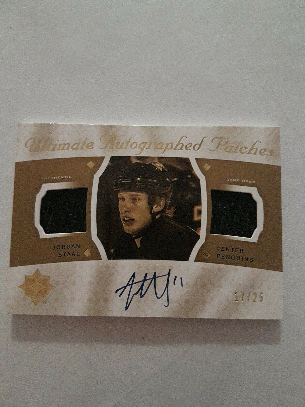 2008-09 Ultimate Collection Autographed Patches AJ-JS Jordan Staal Pittsburgh Penguins 17/25
