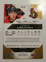 
              2019-20 Trilogy Rookie Premieres Level 1 #63 Vitaly Abramov Ottawa Senators 524/999
            