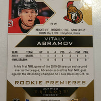 2019-20 Trilogy Rookie Premieres Level 1 #63 Vitaly Abramov Ottawa Senators 524/999
